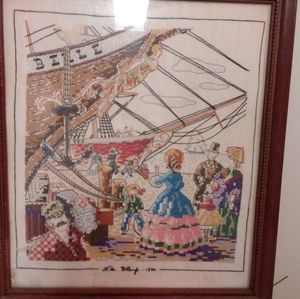 Vintage framed crochet art